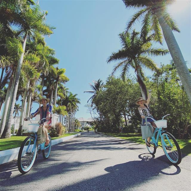 Guests on bikes